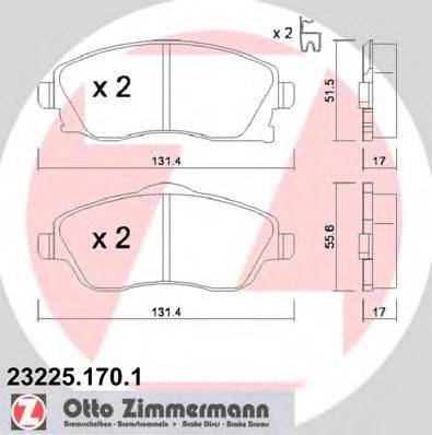Комплект тормозных колодок, дисковый тормоз ZIMMERMANN 232251701