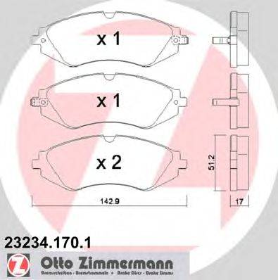 Комплект тормозных колодок, дисковый тормоз ZIMMERMANN 23235
