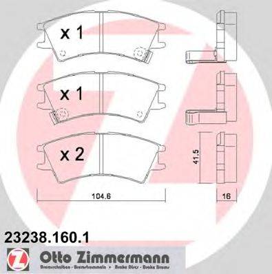 Комплект тормозных колодок, дисковый тормоз ZIMMERMANN 23238