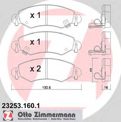 Комплект тормозных колодок, дисковый тормоз ZIMMERMANN 23253