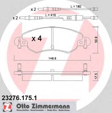 Комплект тормозных колодок, дисковый тормоз ZIMMERMANN 23276.175.1