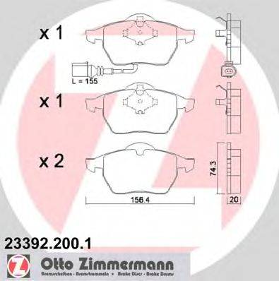 Комплект тормозных колодок, дисковый тормоз ZIMMERMANN 23392.200.1