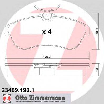 Комплект тормозных колодок, дисковый тормоз ZIMMERMANN 23409