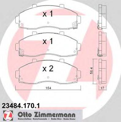 Комплект тормозных колодок, дисковый тормоз ZIMMERMANN 23485
