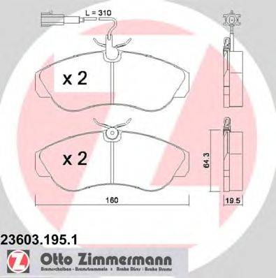 Комплект тормозных колодок, дисковый тормоз ZIMMERMANN 23603