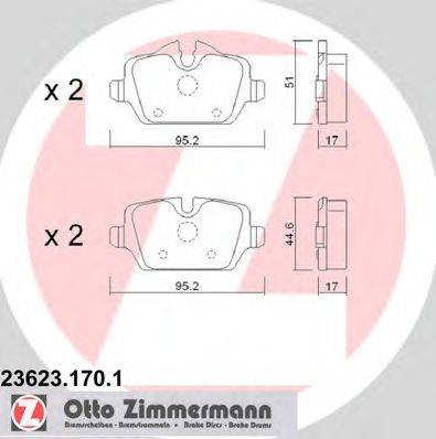 Комплект тормозных колодок, дисковый тормоз ZIMMERMANN 23623.170.1