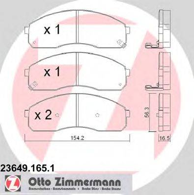Комплект тормозных колодок, дисковый тормоз ZIMMERMANN 23649