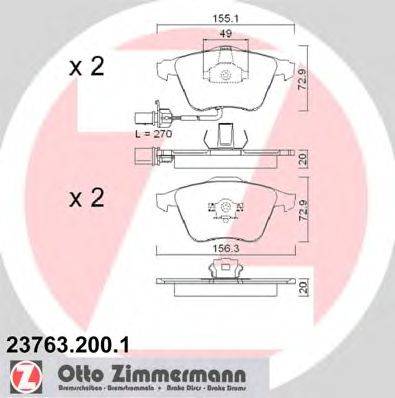 Комплект тормозных колодок, дисковый тормоз ZIMMERMANN 237632001