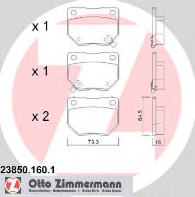 Комплект тормозных колодок, дисковый тормоз ZIMMERMANN 238501601