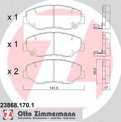 Комплект тормозных колодок, дисковый тормоз ZIMMERMANN 23869