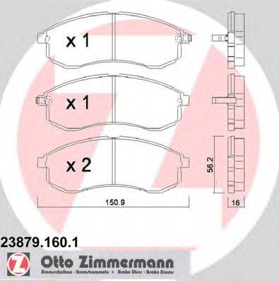 Комплект тормозных колодок, дисковый тормоз ZIMMERMANN 238791601