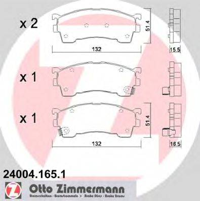 Комплект тормозных колодок, дисковый тормоз ZIMMERMANN 240041651