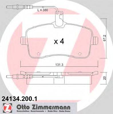 Комплект тормозных колодок, дисковый тормоз ZIMMERMANN 24134