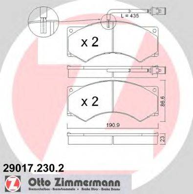 Комплект тормозных колодок, дисковый тормоз ZIMMERMANN 29017.230.2