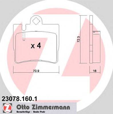 Комплект тормозных колодок, дисковый тормоз ZIMMERMANN 230781601