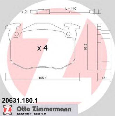Комплект тормозных колодок, дисковый тормоз ZIMMERMANN 20631.180.1