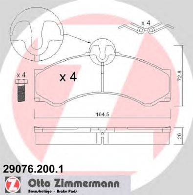 Комплект тормозных колодок, дисковый тормоз ZIMMERMANN 290762001