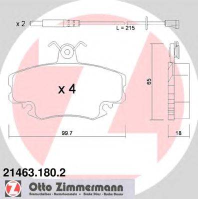 Комплект тормозных колодок, дисковый тормоз ZIMMERMANN 214631802