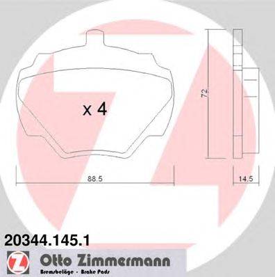 Комплект тормозных колодок, дисковый тормоз ZIMMERMANN 20344