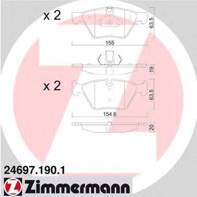 Комплект тормозных колодок, дисковый тормоз ZIMMERMANN 24697.190.1