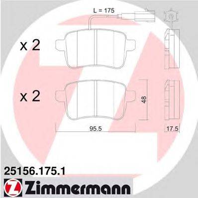 Комплект тормозных колодок, дисковый тормоз ZIMMERMANN 25156.175.1