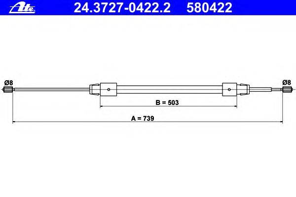 Трос, стояночная тормозная система ATE 24.3727-0422.2