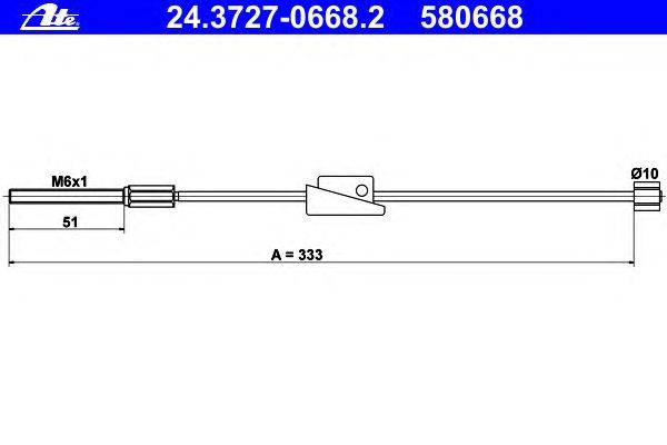 Трос, стояночная тормозная система ATE 24.3727-0668.2