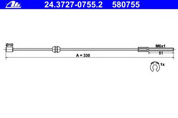 Трос, стояночная тормозная система ATE 24.3727-0755.2