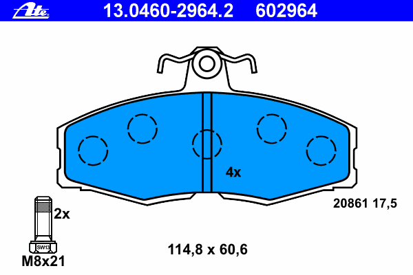 Комплект тормозных колодок, дисковый тормоз ATE 13046029642