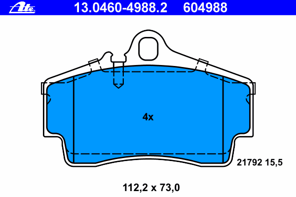 Комплект тормозных колодок, дисковый тормоз ATE 13.0460-4988.2