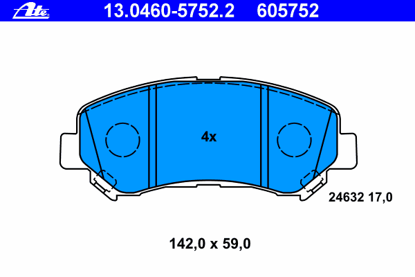 Комплект тормозных колодок, дисковый тормоз ATE 24632