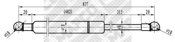 Газовая пружина, крышка багажник MAPCO 91406