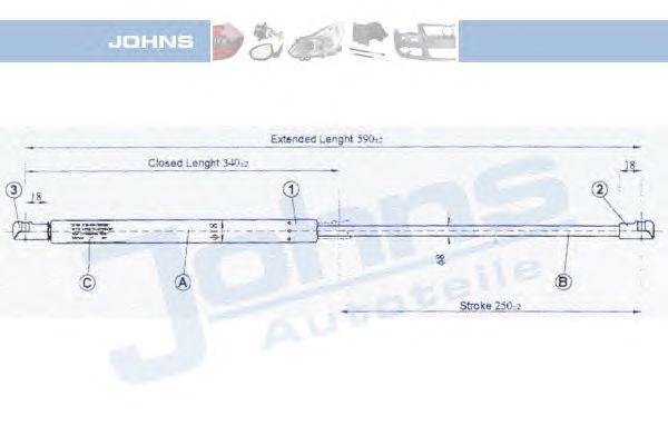 Газовая пружина, крышка багажник JOHNS 23 24 95-94