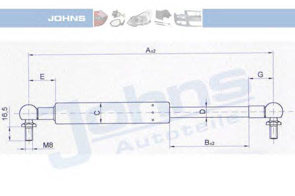 Газовая пружина, крышка багажник JOHNS 27 28 95-95