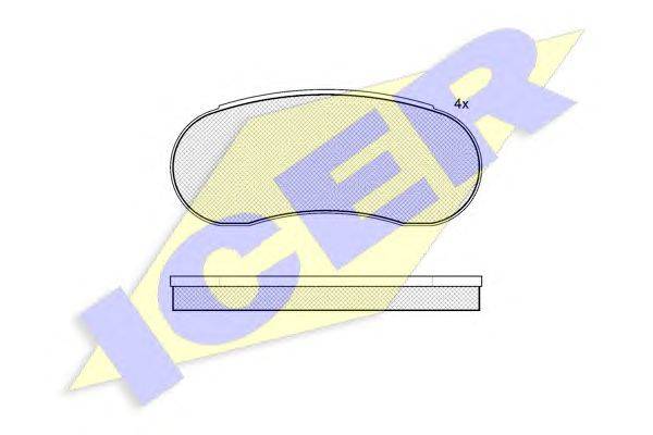 Комплект тормозных колодок, дисковый тормоз ICER 190537