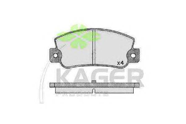 Комплект тормозных колодок, дисковый тормоз KAGER 21107