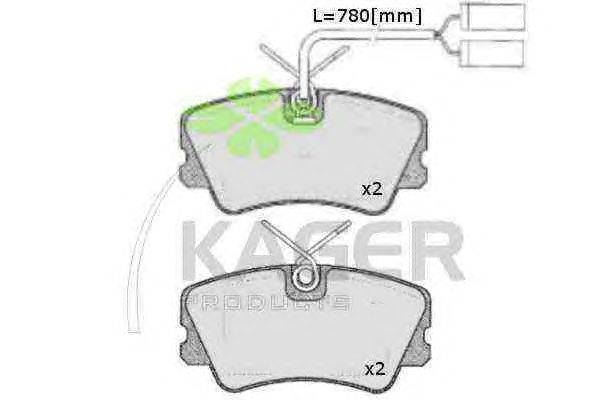 Комплект тормозных колодок, дисковый тормоз KAGER 350222