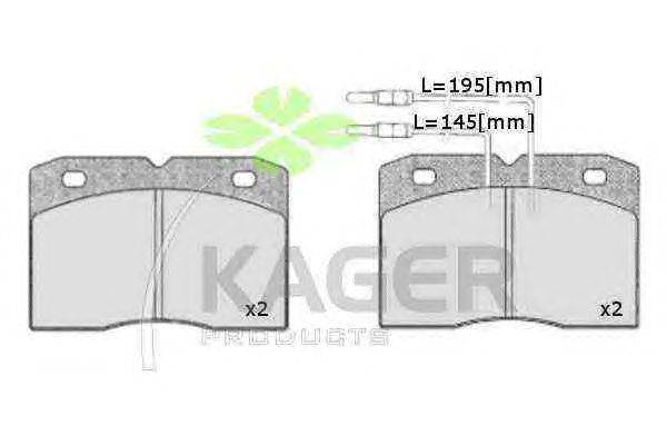 Комплект тормозных колодок, дисковый тормоз KAGER 35-0227