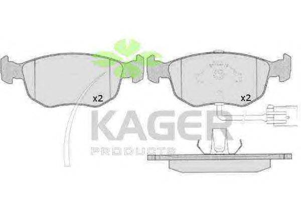 Комплект тормозных колодок, дисковый тормоз KAGER 350650