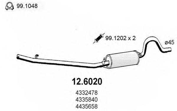 Средний глушитель выхлопных газов ASSO 12.6020