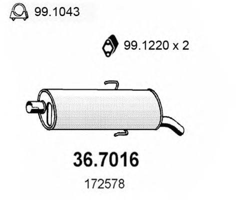 Глушитель выхлопных газов конечный ASSO 36.7016