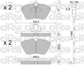 Комплект тормозных колодок, дисковый тормоз CIFAM 822-128-0K