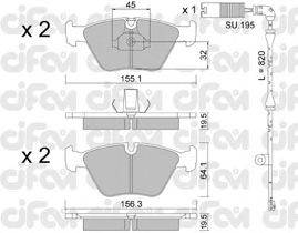 Комплект тормозных колодок, дисковый тормоз CIFAM 822-207-4K