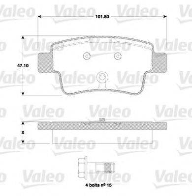 Комплект тормозных колодок, дисковый тормоз VALEO 598722