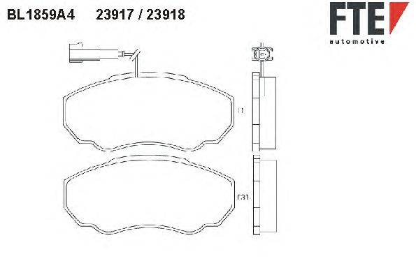 Комплект тормозных колодок, дисковый тормоз FTE BL1859A4