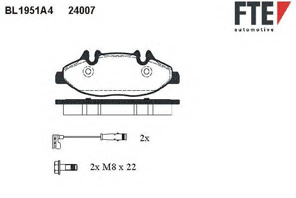 Комплект тормозных колодок, дисковый тормоз FTE BL1951A4