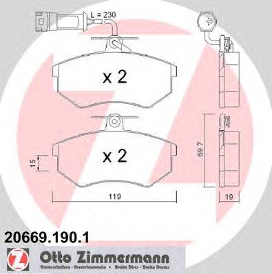 Комплект тормозных колодок, дисковый тормоз ZIMMERMANN 206691901