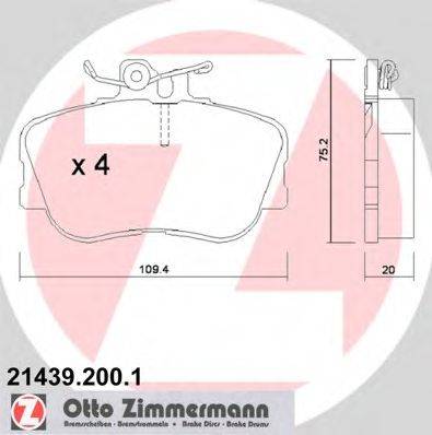 Комплект тормозных колодок, дисковый тормоз ZIMMERMANN 214392001