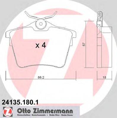 Комплект тормозных колодок, дисковый тормоз ZIMMERMANN 241351801