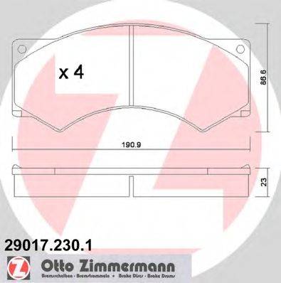 Комплект тормозных колодок, дисковый тормоз ZIMMERMANN 29017
